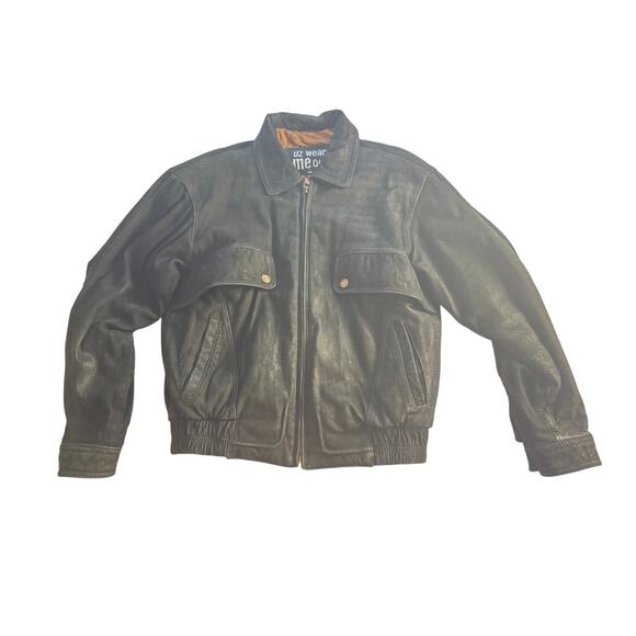 U2 Wear Me Out Genuine Leather Jacket Black Bomber Made in Korea Size S - Picture 1 of 10